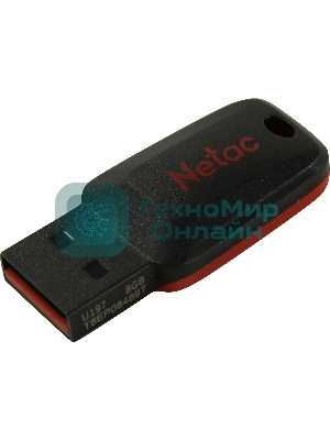 Флешка USB Netac U197 (NT03U197N-008G-20BK), 8Gb, USB 2.0, R/W 25/10, черный/красный