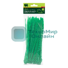 Хомуты Сибртех 200 х 3,6 мм, пластиковые, зеленые, 100 шт.