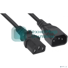 Кабель питания Filum ПВС-АП 3x1.0 С13 - C14, 220/250В, 10А, чёрный, 3м [FL-PC-C13/C14-C-3.0-BK]