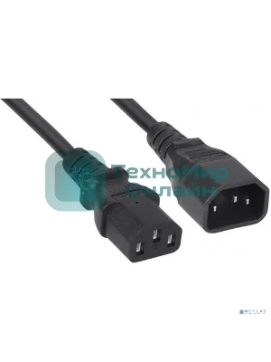 Кабель питания Filum ПВС-АП 3x1.0 С13 - C14, 220/250В, 10А, чёрный, 3м [FL-PC-C13/C14-C-3.0-BK]