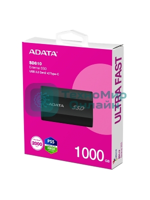 Внешний SSD ADATA SD810, 1TB, USB 3.2 Gen 2x2 Type-C, R/W 2000/2000, черный
