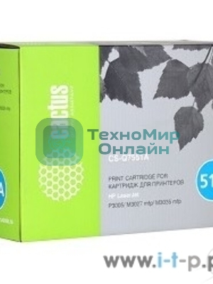 Картридж лазерный Cactus CS-Q7551XS черный (13000 стр.) для HP Laser Jet P3005/M3027/M3035