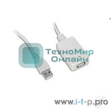 Кабель Gembird USB 2.0 удлинительный, активный 4.8м AM/AF, черный