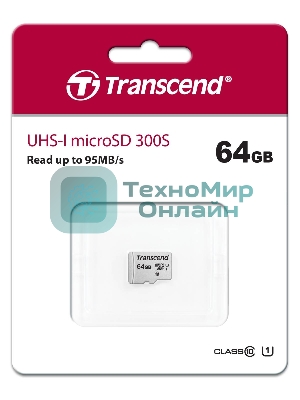 Флеш карта microSD 64Gb Transcend microSDXC Class 10 UHS-I U1, (без адаптера), TLC
