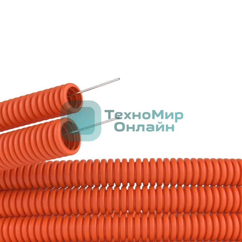 Труба гофрированная ПНД d25мм с протяж. оранж. (уп.50м) ДКС 71925