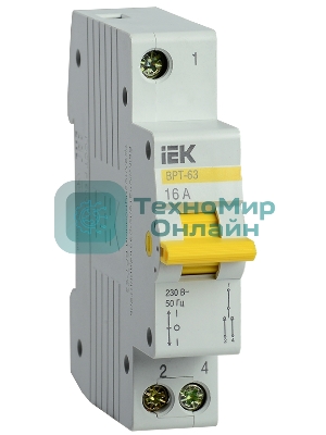 Выключатель-разъединитель трехпозиционный 1п ВРТ-63 16А IEK MPR10-1-016