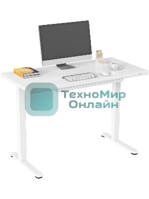 Стол для компьютера Cactus с электроподъемником, столешница стекло белый каркас белый (CS-EGD-WWT)