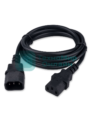 Кабель питания Гарнизон GPC-189-0.5-1.8M, C13-C14, 3x0.5мм2, 6А, CCA, с заземлением, 1.8м, черный, пакет