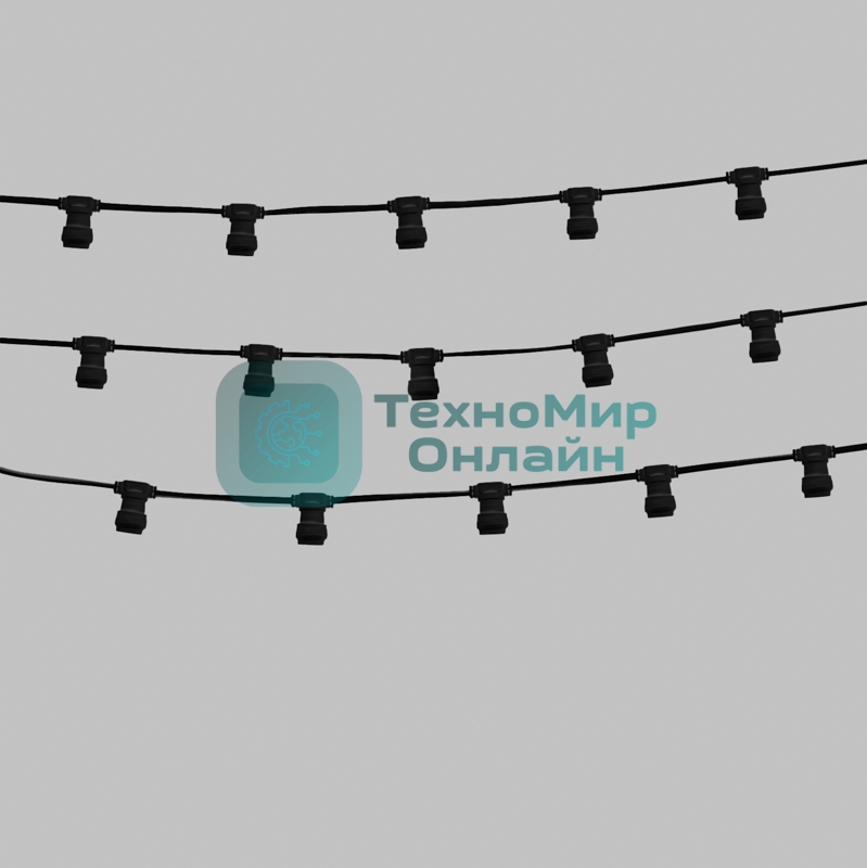 Гирлянда PROconnect Белт-Лайт 2 жилы, 50м, шаг 20 см, 250 патронов E27, IP65, черный плоский провод ПВХ