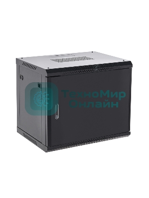 Шкаф коммутационный Rexant настенный 9U 400x542 мм пер. дв. металл черный