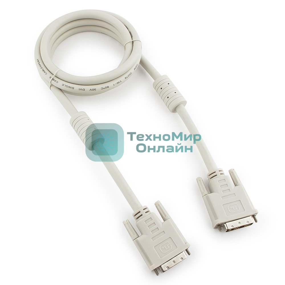 Кабель DVI-D single link Gembird/Cablexpert CC-DVI-6C, 19M/19M, 1.8м, серый, экран, феррит.кольца, пакет