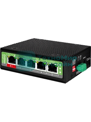 Коммутатор Digma DSP404F-1F-200 (L2) 5x100 Мбит/с 4PoE 4PoE+ 1PoE++ 200W неуправляемый