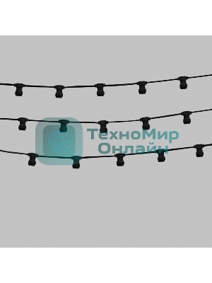 Гирлянда PROconnect Белт-Лайт 2 жилы, 50м, шаг 40 см, 125 патронов E27, IP65, черный плоский провод ПВХ