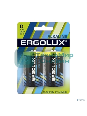 Элемент питания алкалиновый Ergolux LR20 BL-2 LR20 BL-2 1.5В Alkaline (блист.2шт)