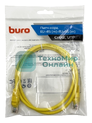 Патч-корд Buro cat.5e 1м желтый RJ-45 (м)-RJ-45 (м)