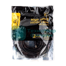 Кабель HDMI Cablexpert CCF2-HDMI4-7.5M, 19M/19M, v2.0, медь, позол.разъем, экран, 2 фер.кольца, 7.5м, черный, пакет