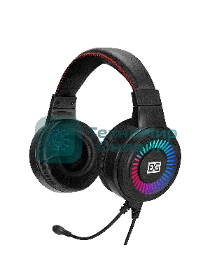 Гарнитура ExeGate Gaming HS-520G чёрный, проводная, 2 x mini jack 3.5 мм + USB, подсветка, регулятор громкости
