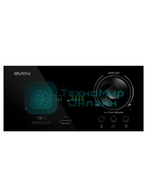Аудиоколонки SVEN HT-210, черный, акустическая система 5.1, мощность (RMS):50Вт+5x15Вт, Bluetooth, Optical, Coaxial, FM-тюнер, USB/SD, дисплей, ПДУ