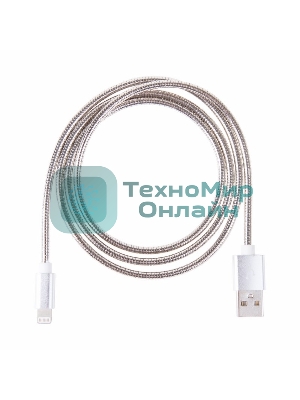 Кабель USB Rexant для iPhone 5/6/7 моделей, шнур в металлической оплетке серебристый