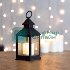 Декоративный фонарь Neon-night со свечкой, черный корпус, размер 10.5х10.5х24 см, цвет теплый белый