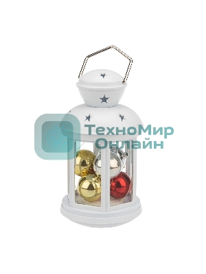 Декоративный фонарь Neon-night с шариками 12х12х20,6 см, белый корпус, теплый белый цвет свечения