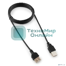Кабель-удлинитель USB2.0 Cablexpert CC-USB2-AMAF-6B-N, AM/AF, медь, серия Pro, 1.8м, черный, пакет