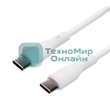 Кабель USB2.0 Cablexpert CC-USB2S-CMCM-1M-W Type-C/Type-C, 3А, 65Вт, PD/QC3.0, силиконовый, 24AWG, медь, 1м, белый, пакет