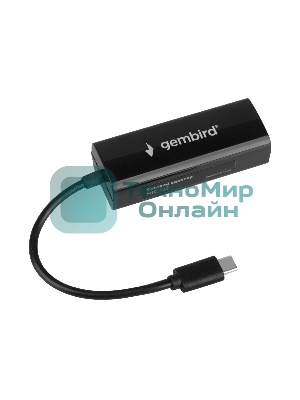 Сетевой адаптер Ethernet Gembird NIC-U10, Type-C USB 2.0 - Fast Ethernet adapter, пластик, черный, RTL8152