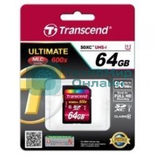 Флеш карта SDXC 64Gb Class10 Transcend TS64GSDXC10U1 BULK w/o adapter