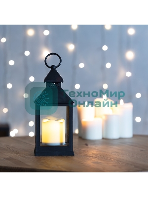 Декоративный фонарь Neon-night со свечкой, черный корпус, размер 10.5х10.5х24 см, цвет теплый белый