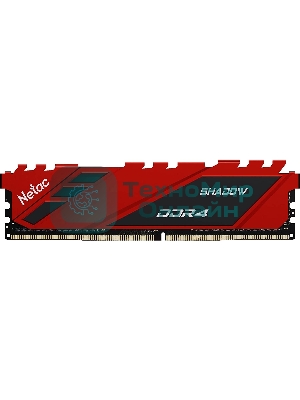 Оперативная память NETAC Shadow, DDR4, 16GB (1x16GB), 3200MHz, CL16, DIMM, с радиаторами, красный