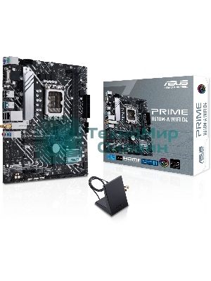 Материнская плата ASUS PRIME H610M-A WIFI D4, LGA 1700, Intel H610, 2xDDR4, 4xSATA, 2xM.2, 1xPCI-E 4.0 x16, 1xHDMI, 1xDisplayPort, 1x 1Gb LAN, 2xUSB-A 3.2 Gen 2, 4xUSB-A 2.0, 3x3.5 мм, 7.1, Micro-ATX