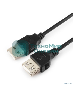 Кабель-удлинитель USB2.0 Cablexpert CC-USB2-AMAF-6B-N, AM/AF, медь, серия Pro, 1.8м, черный, пакет