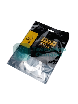 Кабель USB2.0 Cablexpert CC-USB2S-CMCM-1M-W Type-C/Type-C, 3А, 65Вт, PD/QC3.0, силиконовый, 24AWG, медь, 1м, белый, пакет