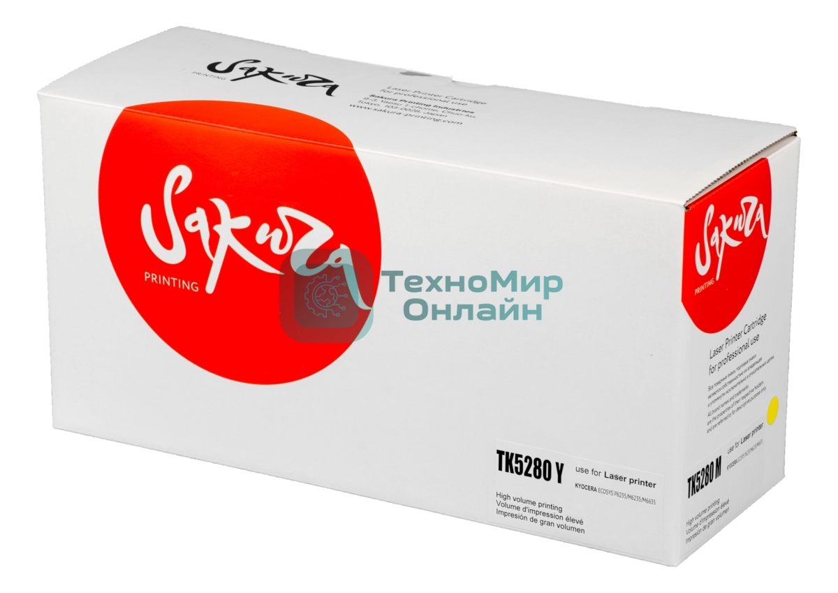 Картридж Sakura TK5280Y для Kyocera Mita ECOSYS P6235cdn, желтый, 11 000к.