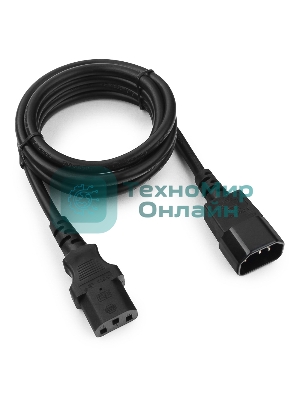 Кабель питания сист.блок-монитор Cablexpert PC-189-1-1.8M, 1.8м, C13-C14, 3x1кв.мм., черный, с заземлением