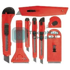 Набор ножей Matrix, выдвижные лезвия, 9 мм-4, 18 мм-2, скребки выдвижн. фиксир.лезв.,40-52мм,2шт