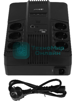 Источник бесперебойного питания SKAT-UPS 800 AI ИБП 220В 480Вт 1 АКБ 9А.ч внутр. меандр. стаб-ция напр-я. 6 выходов Бастион 452
