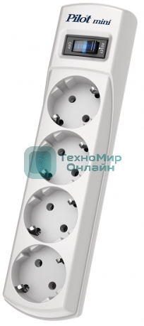 Сетевой фильтр Pilot mini 7 м, 4 розетки, белый, коробка