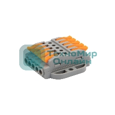 Клемма соединительная Rexant многоразовая проходная 5 полюсов, серый (0,08-4 мм²), с монтажной площадкой (20 шт./уп.)