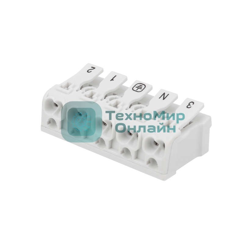 Клемма пружинная соединительная Rexant КСП 5-полюсная с монтажными ножками (50 шт./уп.)