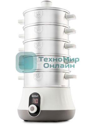 Пароварка электрическая Kitfort КТ-2035 600 Вт. Количество уровней: 5. Таймер приготовления: до 60 минут.