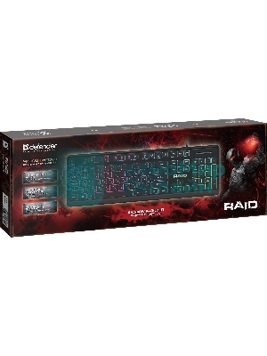 Клавиатура проводная Defender Raid GK-778DL, USB, черный