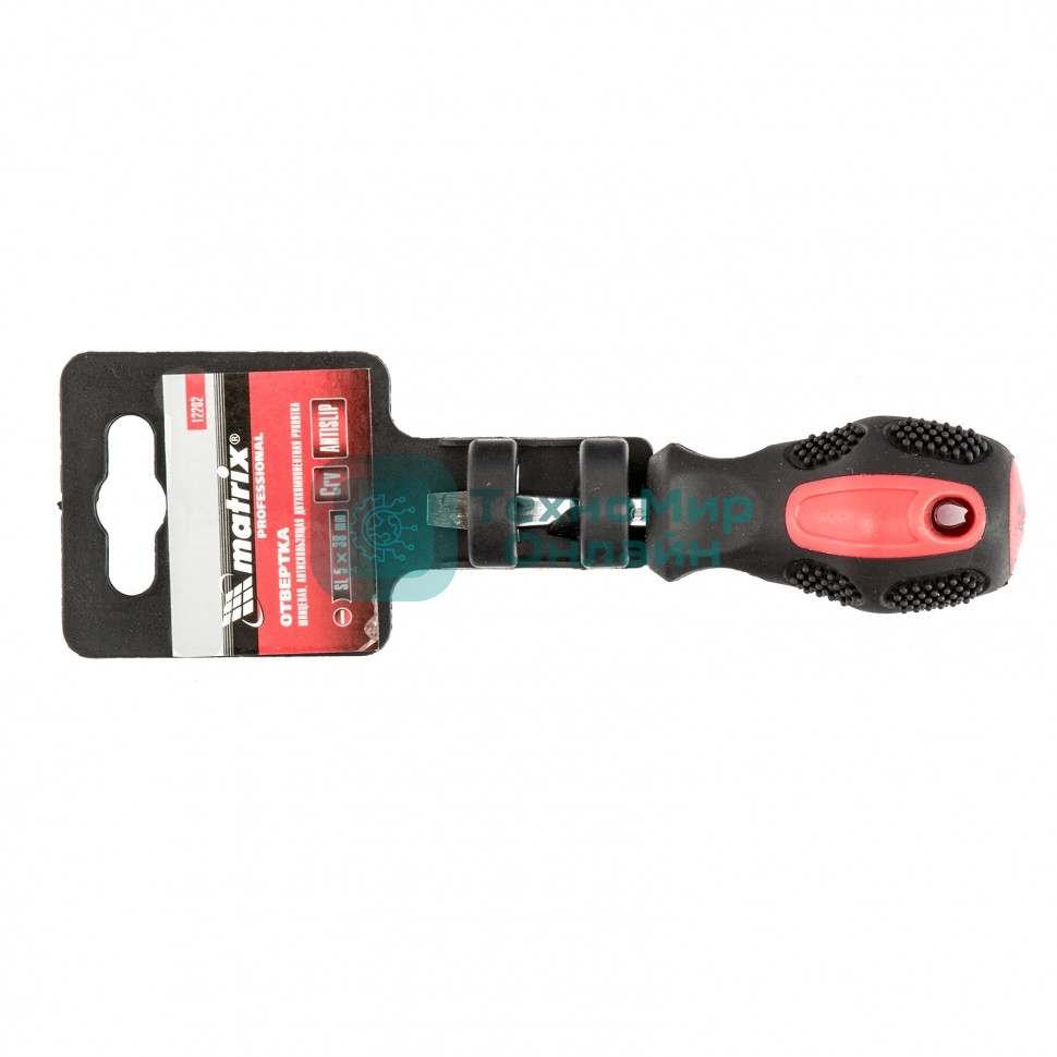 Отвертка Matrix Anti-Slip, SL5,0 х 38 мм, CrV, двухкомп. рукоятка