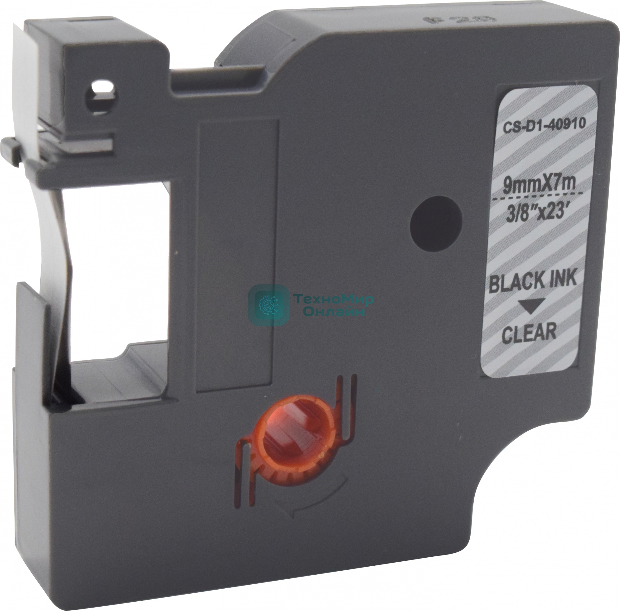 Картридж ленточный Cactus CS-D1-40910 9мм, черный шрифт, прозрачный фон, 7м для DYMO LM 160, 210D, 280, PnP, 420P, 500 TS; Rhino Pro 6000, 5200, 4200