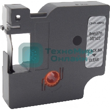 Картридж ленточный Cactus CS-D1-40910 9мм, черный шрифт, прозрачный фон, 7м для DYMO LM 160, 210D, 280, PnP, 420P, 500 TS; Rhino Pro 6000, 5200, 4200