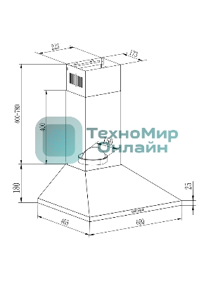 Вытяжка каминная Evelux Favorite 60 W белый, 60 см, 750 куб. м/ч, 45 дБ