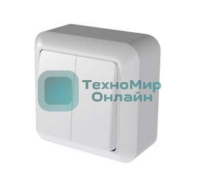 Выключатель Кунцево-Электро 2-кл. ОП Оптима 10А IP20 А510-380 с монтажной пластиной бел.