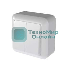 Выключатель Кунцево-Электро 2-кл. ОП Оптима 10А IP20 А510-380 с монтажной пластиной бел.