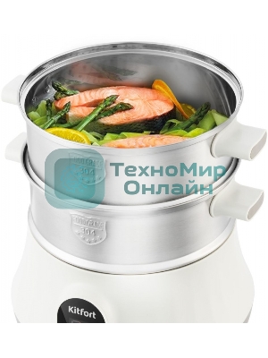 Пароварка электрическая Kitfort КТ-2035 600 Вт. Количество уровней: 5. Таймер приготовления: до 60 минут.